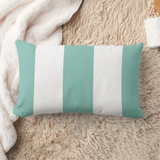 白および水のストライプな枕 ランバークッション (ブランケット)