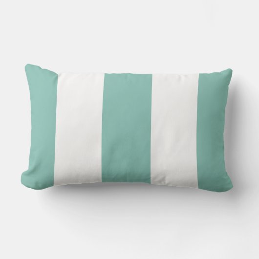 白および水のストライプな枕 ランバークッション (正面)
