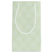 白および緑のクラシックな群葉パターン スモールペーパーバッグ (正面)