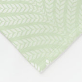 白および緑のクラシックな群葉パターン フリースブランケット (角)