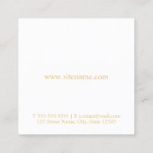 白および金ゴールドのエレガントなモノグラム スクエア名刺 (裏面)