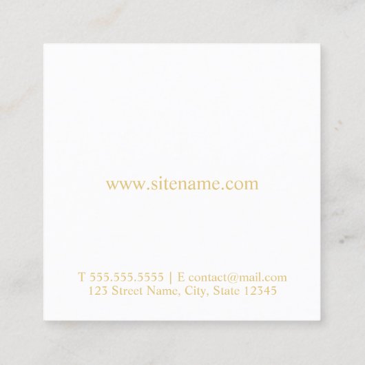 白および金ゴールドのエレガントなモノグラム スクエア名刺 (裏面)