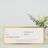 白および金ゴールドのギフト券 (スタンド正面)