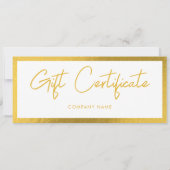 白および金ゴールドのギフト券 (裏面)