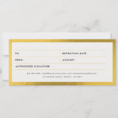 白および金ゴールドのギフト券 (正面)