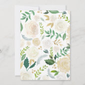 白および金ゴールドのバラの花の花嫁のウェディングシャワー 招待状 (裏面)