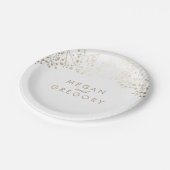 白および金ゴールドのベビーの呼吸結婚式 ペーパープレート (アングル)