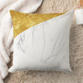 白および金ゴールドの大理石 クッション (ブランケット)