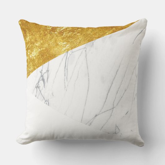 白および金ゴールドの大理石 クッション (正面)