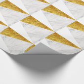 白および金ゴールドの大理石 ラッピングペーパー (角)