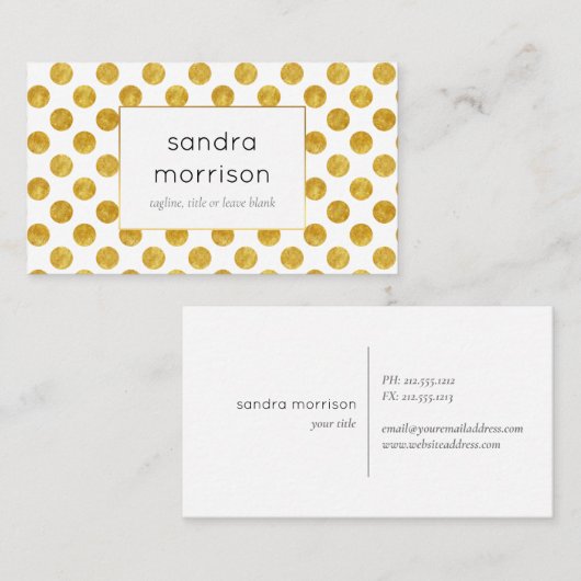 白および金ゴールドの点々のあるな名刺 名刺 (正面/裏面)