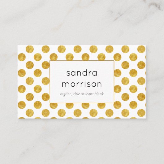 白および金ゴールドの点々のあるな名刺 名刺 (正面)