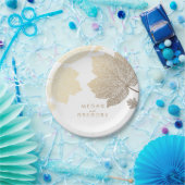 白および金ゴールドの紅葉の結婚 ペーパープレート (パーティー)