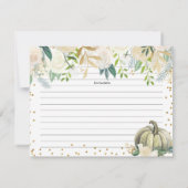 白および金ゴールドの花のカボチャレシピカード 招待状 (裏面)