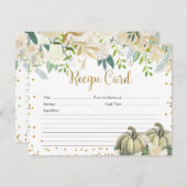 白および金ゴールドの花のカボチャレシピカード 招待状 (正面/裏面)