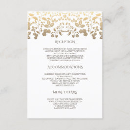 白および金ゴールドの花の結婚式の詳細情報 エンクロージャーカード