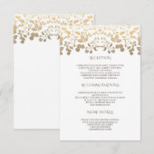 白および金ゴールドの花の結婚式の詳細情報 エンクロージャーカード (正面/裏面)