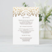 白および金ゴールドの花の結婚式の詳細情報 エンクロージャーカード (スタンド正面)