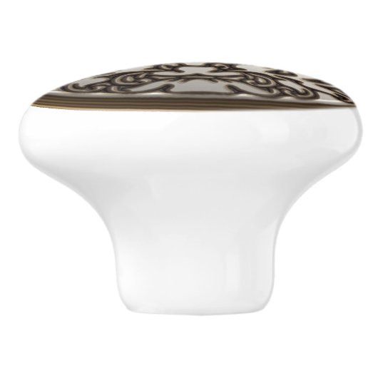 白および金ゴールドの花の裁縫ボタン セラミックノブ (側面)