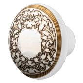 白および金ゴールドの花の裁縫ボタン セラミックノブ (右)