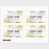 白および金ゴールドグリッター手作り石鹸ラベル 長方形シール (シート)