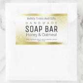 白および金ゴールドグリッター手作り石鹸ラベル 長方形シール (バッグ)