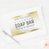 白および金ゴールドグリッター手作り石鹸ラベル 長方形シール (封筒)