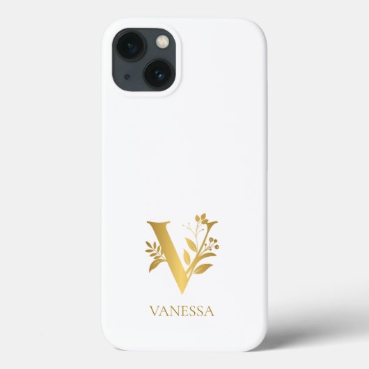 白および金ゴールドタイポグラフィモノグラム名 Case-Mate iPhoneケース (裏面)