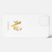 白および金ゴールドタイポグラフィモノグラム名 Case-Mate iPhoneケース (裏面 (横))