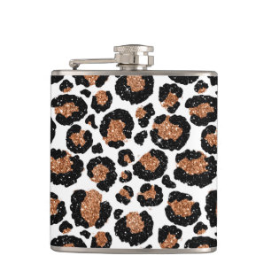 白および金ゴールドホイルのチータ-ヒョウパターン フラスク