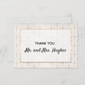 白および金ゴールドホイルの結婚式のアールデコは感謝していしています サンキューカード (正面/裏面)