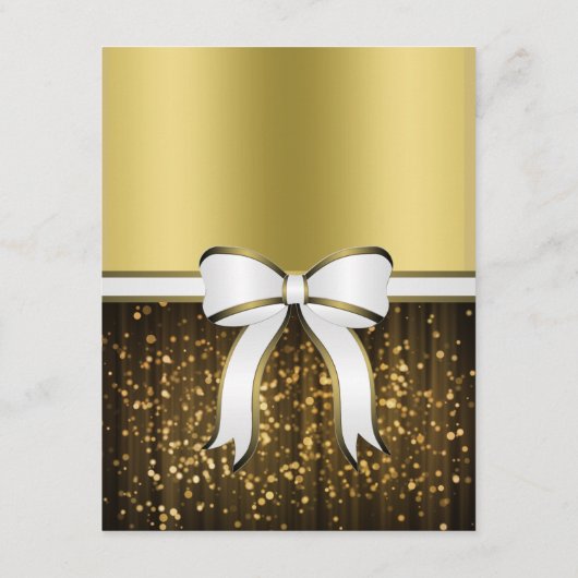 白および金ゴールドリボン結婚の詳細エンクロージャ エンクロージャーカード (裏面)