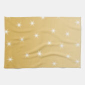 白および金ゴールド色の星パターン キッチンタオル (横)
