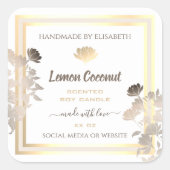 白および金ゴールド製品のパッケージ化ラベル スクエアシール (正面)