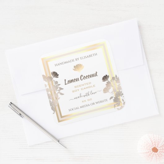 白および金ゴールド製品のパッケージ化ラベル スクエアシール (封筒)