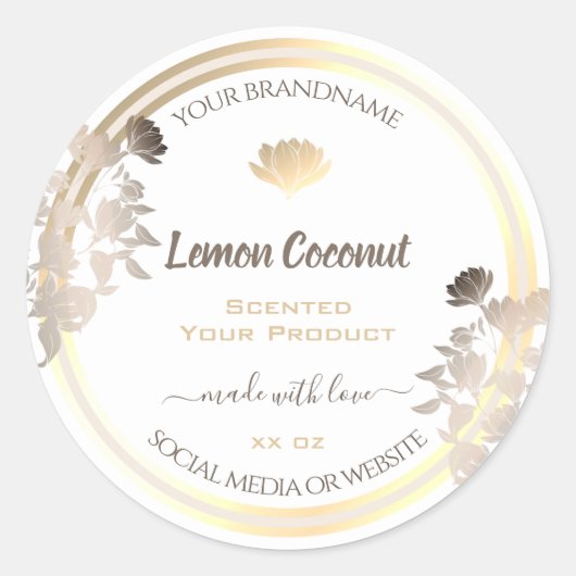 白および金ゴールド製品のパッケージ化ラベル ラウンドシール (正面)