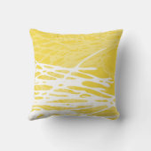 白および黄色の抽象デザイン クッション (裏面)