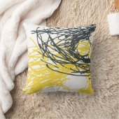 白および黄色の抽象デザイン クッション (ブランケット)