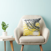 白および黄色の抽象デザイン クッション (椅子)