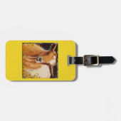 白および黄褐色のヤギが付いている荷物のラベル ラゲッジタグ (正面横)