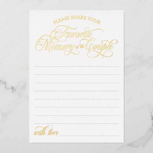 白お気に入りの金ゴールド記憶 箔招待状 (正面)