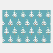 白お洒落いクリスマスツリーズトリオ ラッピングペーパーシート (正面3)