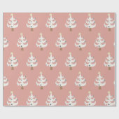 白お洒落いクリスマスツリー ラッピングペーパー (フラット)