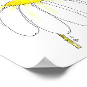 白お洒落い花がキュートな赤いテントウムシ ポスター (角)