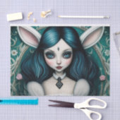 白お洒落うさぎ女の子アリスデコページ紙 薄葉紙 (クラフト)