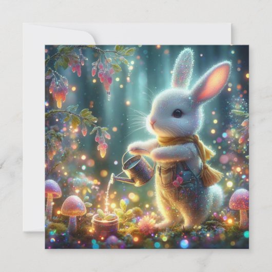 白お洒落うさぎ散花イースター シーズンカード (正面)