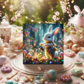 白お洒落うさぎ散花イースター シーズンカード