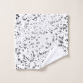 白お洒落に銀の星 バスタオルセット (ウォッシュタオル)