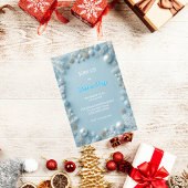 白お洒落エレガントと青のクリスマス 招待状