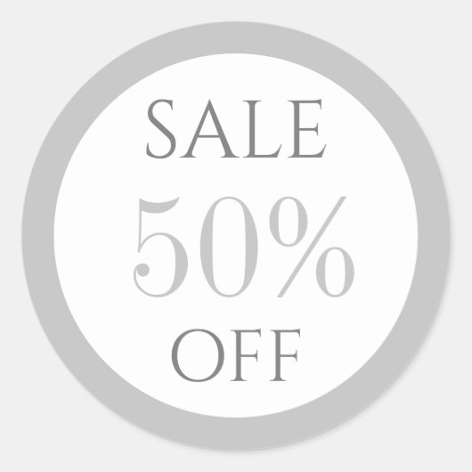 白お洒落グレー店プロモーション販売ステッカー ラウンドシール (正面)